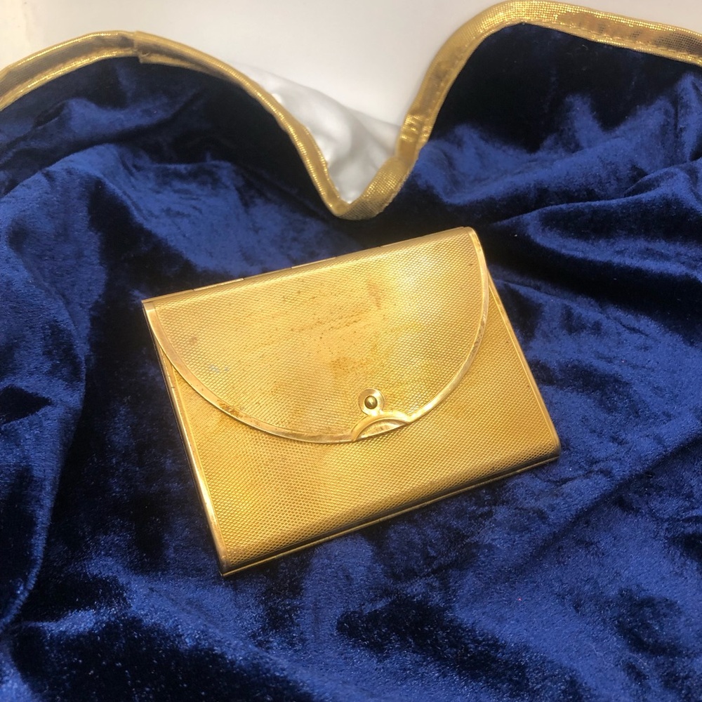 Vintage Coty Compact Makeup Case Mirror Purse Gold Tone
